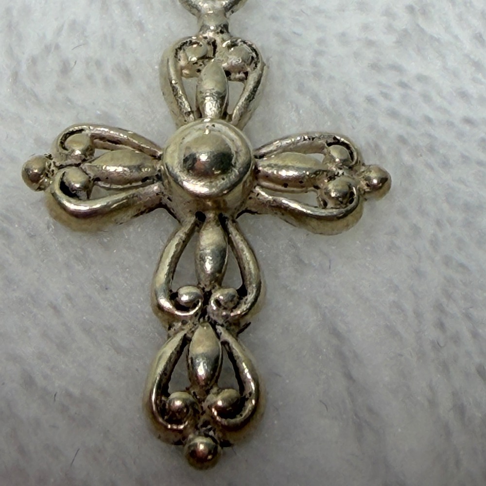 925 Sterling Silver Filigree Cross Pendant Religious Charm Holy Birthday Gift‎
